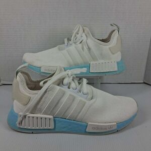 Adidas NMD R1 White Sky Blue Womens Running Shoes EF4273 Size 9 READ